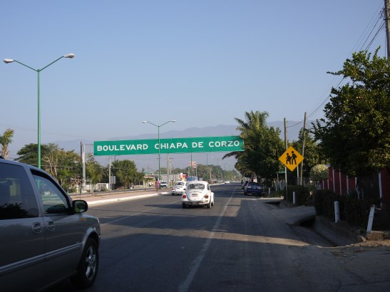 Leaving Chiapa de Corzo about to climb the mountains looming in the distance.