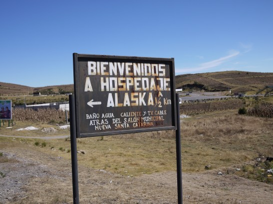 The small puebla of Alaska, Guatemala marks the highest point on the Pan-American Highway in Central America. I found it funny that the arrow also pointed, more or less, in the direction of the true Alaska; 5,000 miles away.