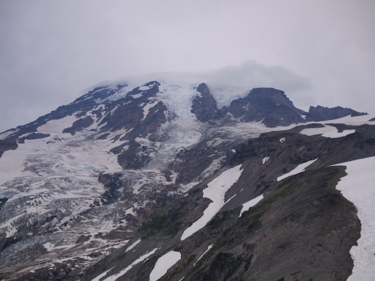 Rainier, looking a bit scary, as we walked up to Camp Muir.