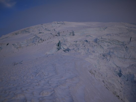 Looking ahead to the ladder crossing and a bunch of guided clients ahead of us.