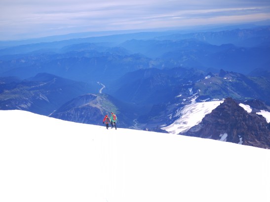 Watching a party descend. I dubbed them the "stupidly fast Canadians"