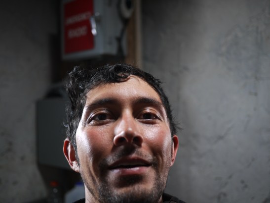 Me, tired and burnt, in the hut at Camp Muir.